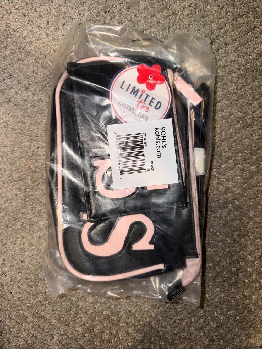 Black and Light Pink Letter S Shoulder Bag with change purse